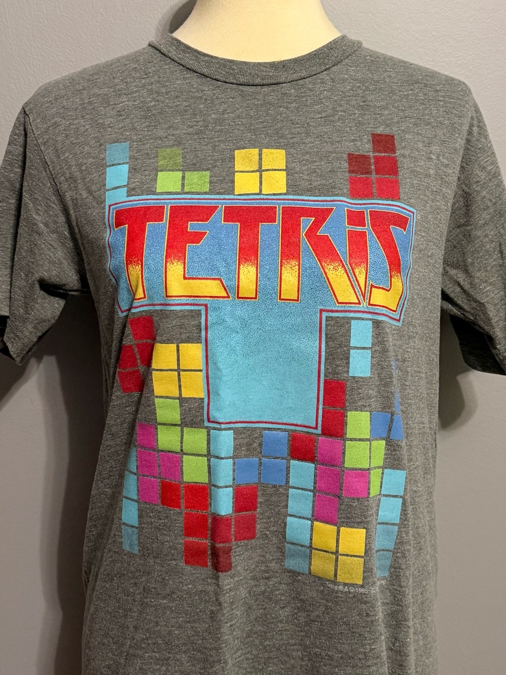 Savvy Gray Tetris Graphic Tee with Multicolor Tile Print
